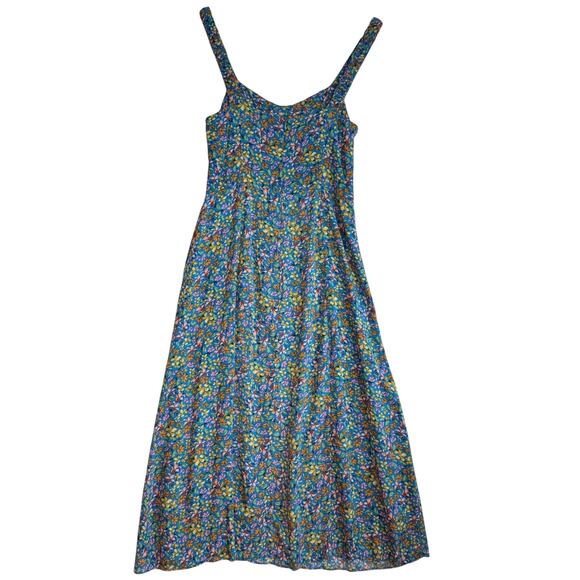 Zara Floral Midi Dress Feminine Flowy Spring Lightweight Small Blue Pink - Picture 2 of 13